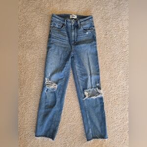 Paige Size 25 Stella Crop Straight Distressed Blue Jeans